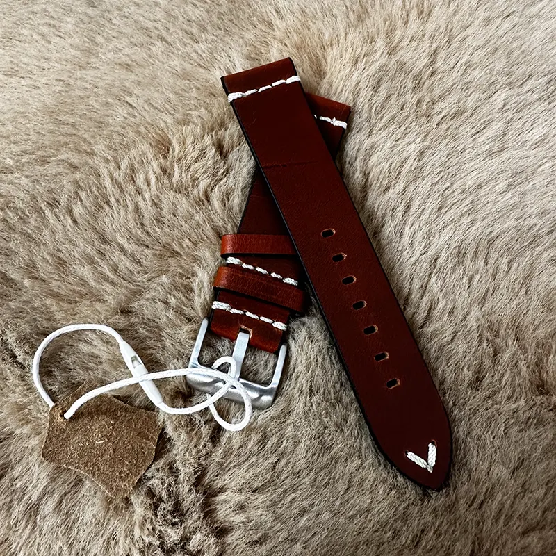 22mm Brown Leather Sweat-Resistant Watch Strap – Replacement Band